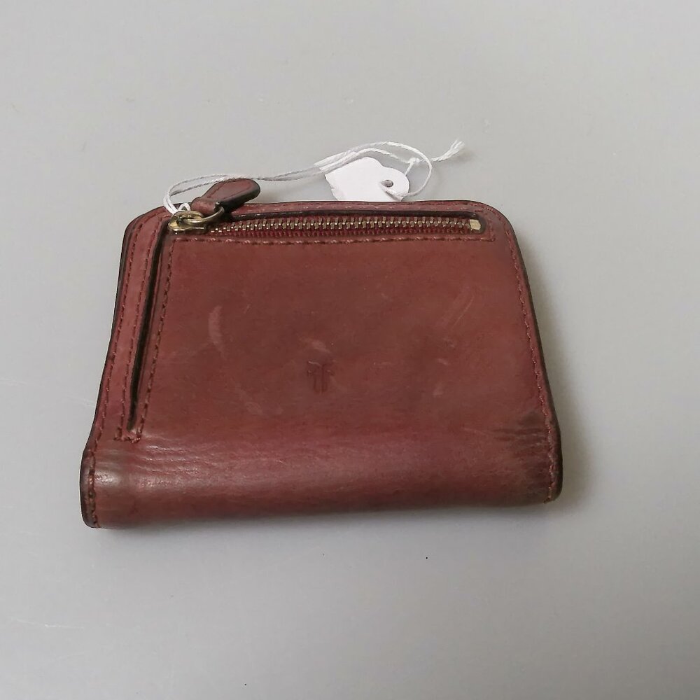 Frye Campus Leather Wallet Snap Bifold Brown Zip Coin Compact Vintage